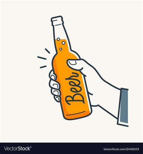 Hand Hold Beer Bottle Male Holding A Beer Vector Image