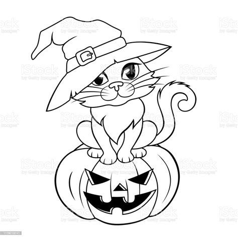 5 out of 5 stars. Halloween Cat In A Witch Hat Sitting On Halloween Pumpkin ...