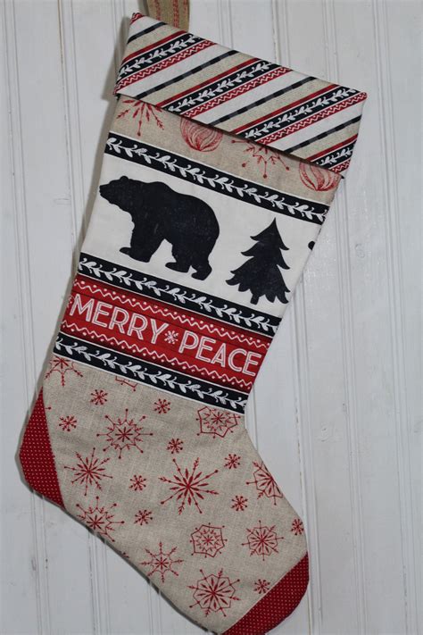 North Country Christmas Stocking Bear Stocking Quilted Christmas