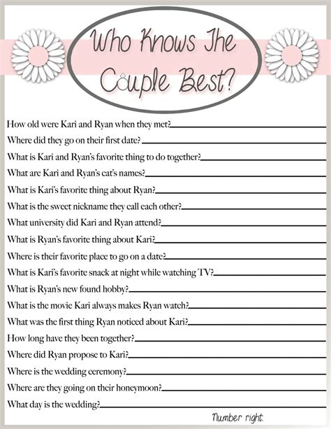Who Knows The Couple Best Printable Bridal Shower Game Printable Sexiz Pix