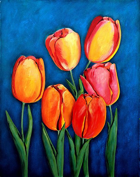 Tulips Acrylic Painting By Ozgul Tuzcu