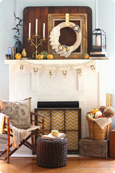 Fall Mantel Decorated With Reclaimed Pallet Wood