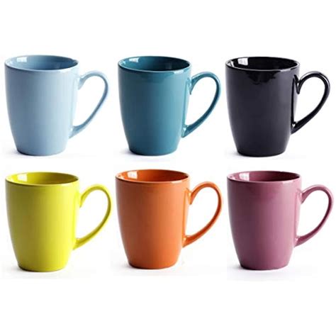 Coffee Cups And Mugs 12 Oz Ceramic Tea Milk Set 6 Multi Solid Colour