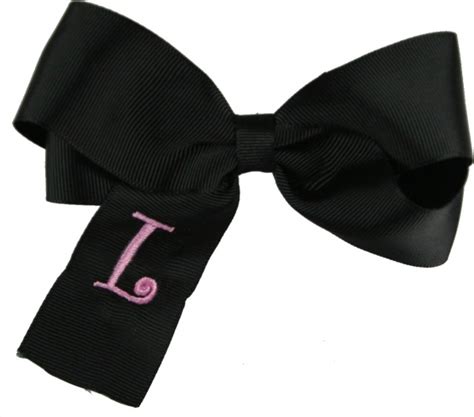 Embroidered Personalized Black Hair Bow