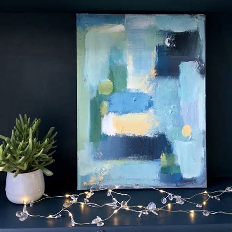Contemporary Blue Abstract Canvas Painting Art By Paint Me Happy Art