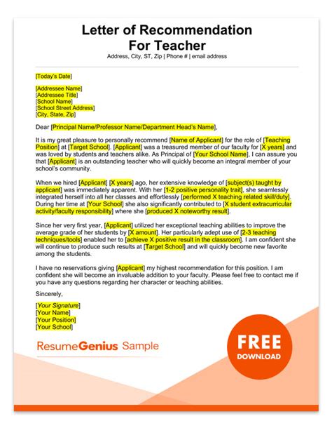 Download our free examples of recommendation letters for student from teacher. Student and Teacher Recommendation Letter Samples | 4 Templates | RG