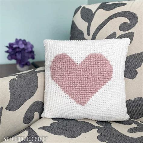 Here S My Heart Crochet Pillow It S Super Soft Stitching Together