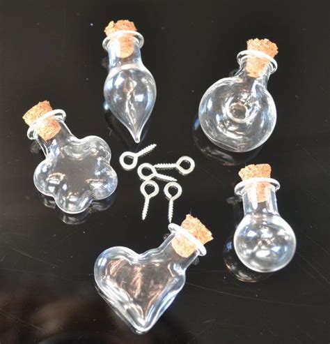 5 Clear Glass Bottle Vials Tear Circle Ball Flower By Rubycquins Glass Bottles Clear Glass