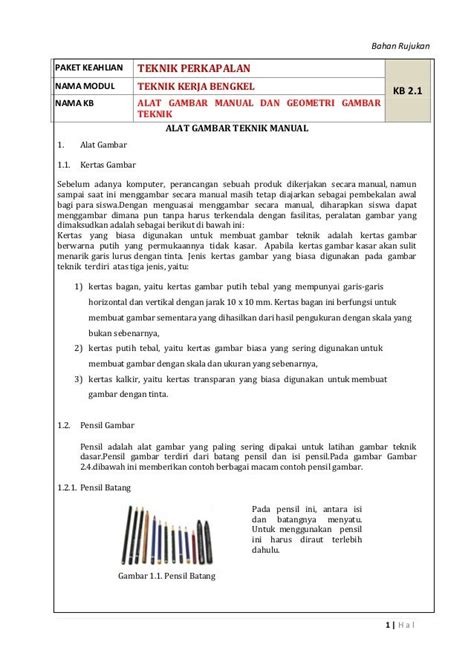 Bahan Bacaan 21 Alat Gambar Teknik Manual