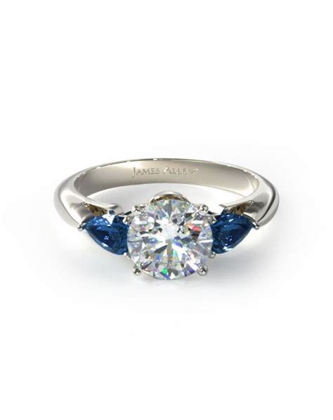 James Allen Three Stone Pear Shaped Blue Sapphire Engagement Ring