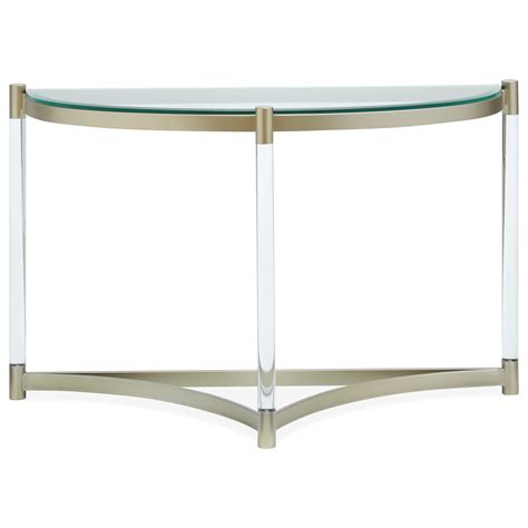 Magnussen Home Silas Glass Demilune Sofa Table With Clear Acrylic Legs