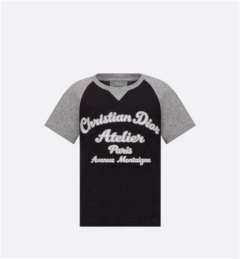 Kids Christian Dior Atelier T Shirt Black And Gray Cotton Jersey Dior