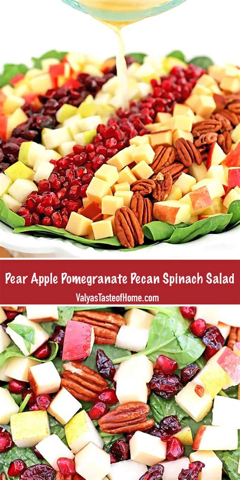 Pear Apple Pomegranate Pecan Spinach Salad Recipe Valya S Taste Of Home