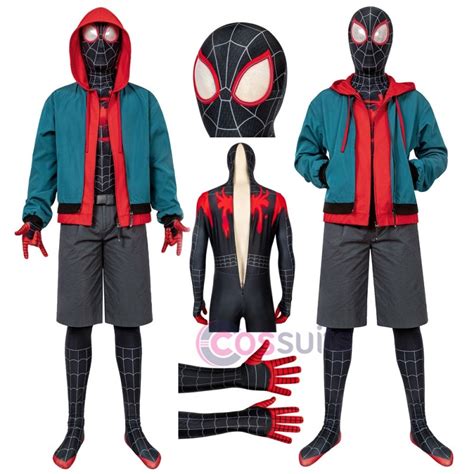 Spider Man Into The Spider Verse Miles Morales Jumpsuit Cosplay Costume Cossuits