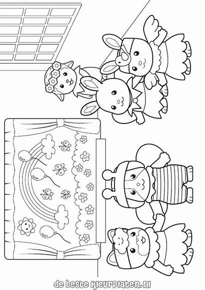 Coloring Sylvanian Calico Pages Critters Families Printable
