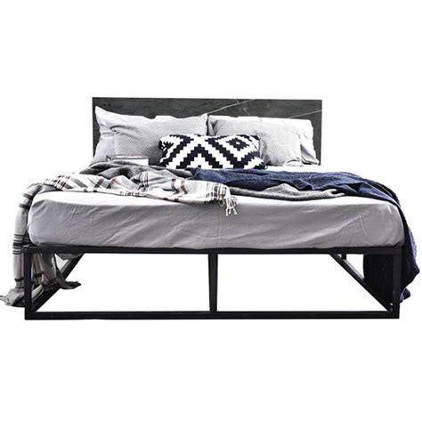 Kian Queen Metal Bed And Cleo Bedhead Finish Grey Stone By Temple