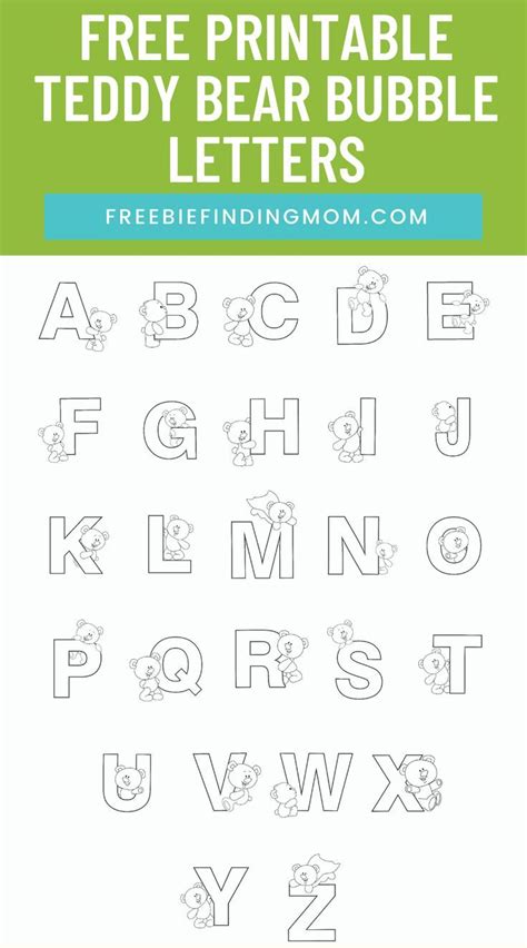 Printable Bubble Letters Teddy Bear Letters Alphabet In 2021 Bubble