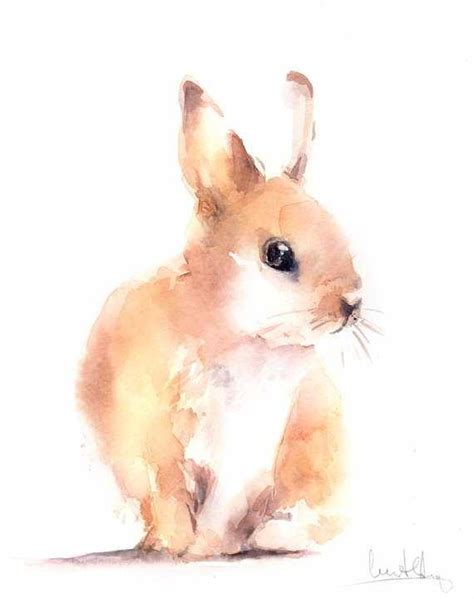 Bunny Watercolor Rabbit Painting Watercolor Wall Art Watercolor