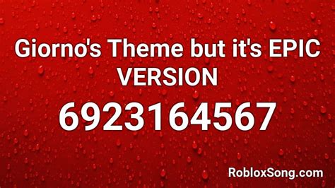 Giorno S Theme But It S Epic Version Roblox Id Roblox Music Codes