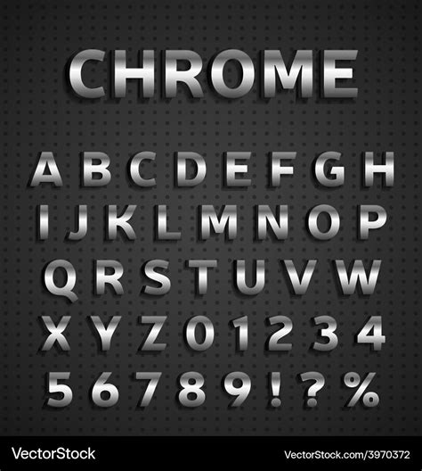 Chrome Alphabet Set Royalty Free Vector Image Vectorstock