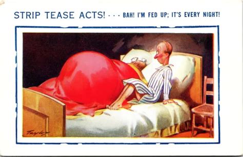 comic strip tease acts couple in bed unposted artist arnold taylor postcard 5 95 picclick