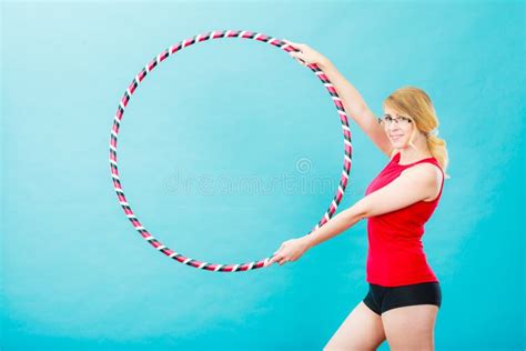 Fit Woman With Hula Hoop Doing Exercise Stock Image Image Of Hooping Workout 102257511