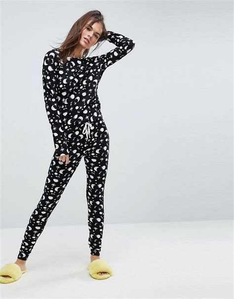 Asos Moon And Stars Print Long Sleeve Tee And Legging Pajama Set Multi