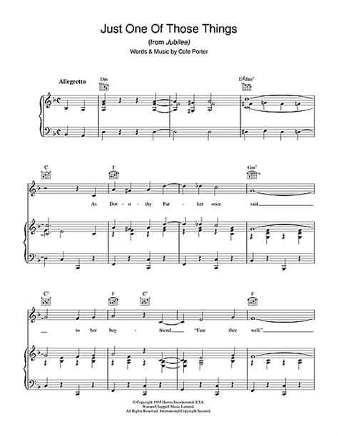Cole Porter Just One Of Those Things Sheet Music Pdf Notes Chords