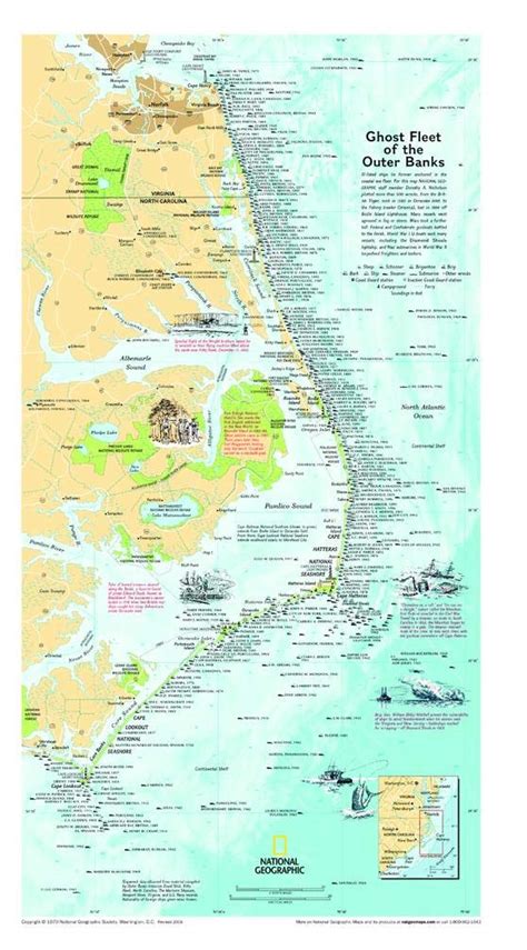 Shipwrecks Of The Outer Banks Laminated By National Geographic Maps