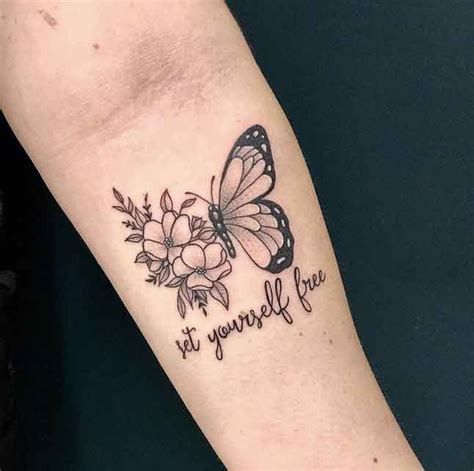 Butterfly Quote Tattoo Butterfly With Flowers Tattoo Butterfly Tattoo