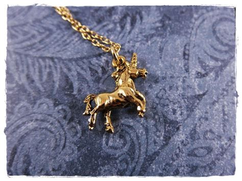 Collar De Unicornio De Oro Oro Antiguo Peltre Unicornio Etsy