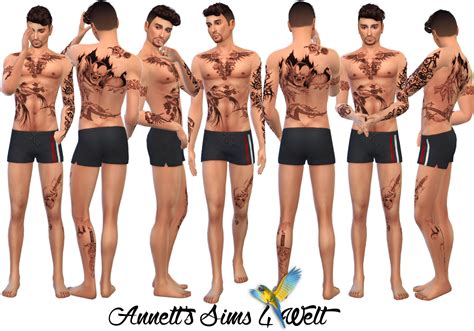 Sims 4 Ccs The Best Full Body Tattoos By Annett85