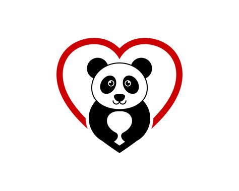 Forma De Amor Simple Con Lindo Panda En El Interior 4889740 Vector En