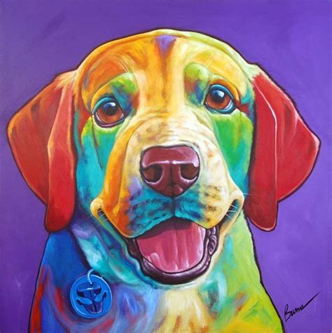 Ron Burns Animal Paintings Dog Paintings Colorful Dog Paintings