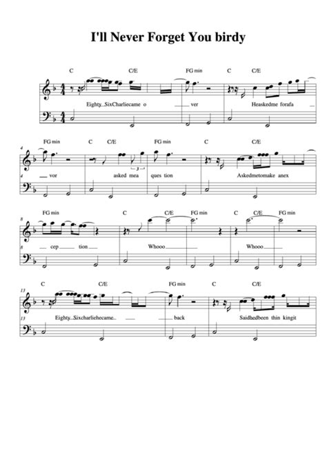 Ill Never Forget You Birdy Sheet Music Printable Pdf Download