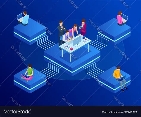 Isometric Concept For Business Teamwork And Vector Image