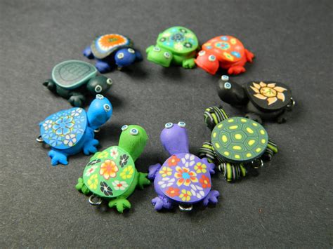 Fun Polymer Clay Turtletortoise Beads Multi Colored Etsy