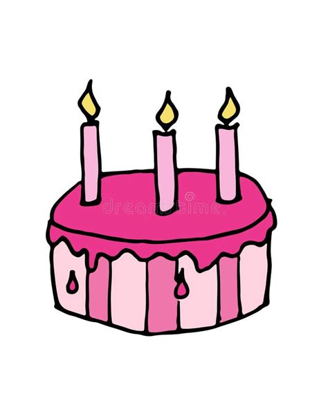 Cartoon Hand Drawn Doodle Sketch Vector Birthday Cake With Candle Stock