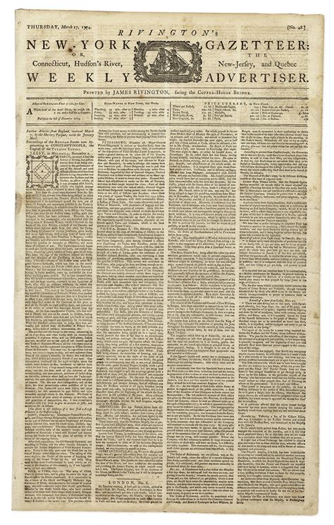 Lot Detail Colonial Newspaper From 1774 With Exceptional Coverage On