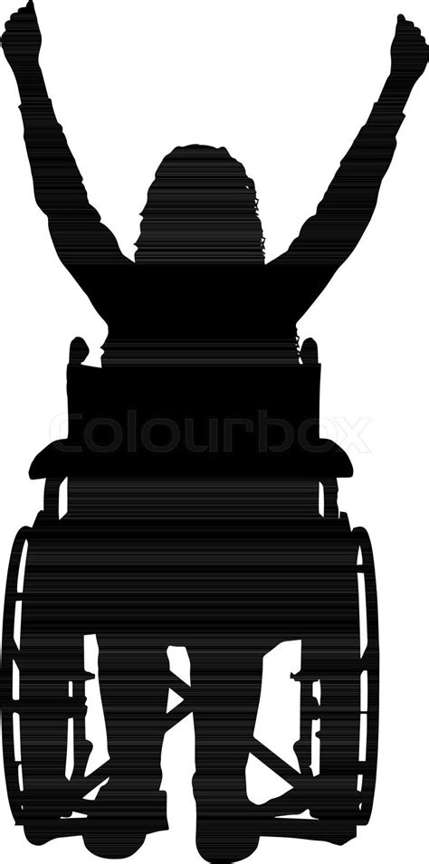 Vector Silhouette Happy Disabled Woman In Wheelchair Stock Vector