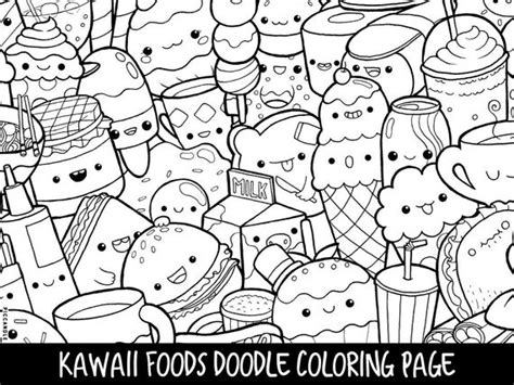 Download and print all of our coloring pages for adults! Foods Doodle Coloring Page Printable Cute/Kawaii Coloring