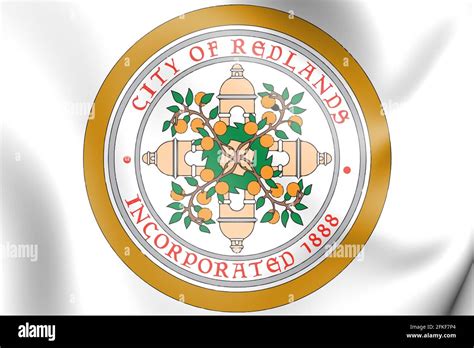 3d Seal Of Redlands California State Usa 3d Illustration Stock