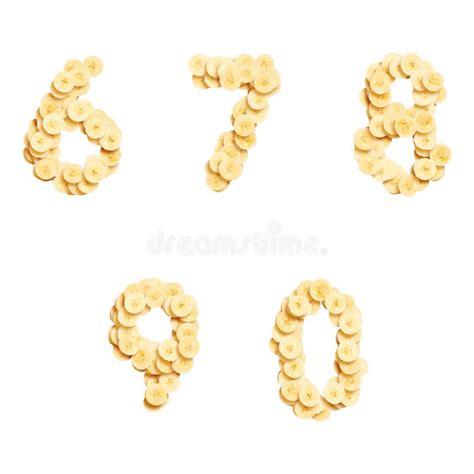 3d Alphabet Set Of Numbers Made Of Banana 3d Illustration On White