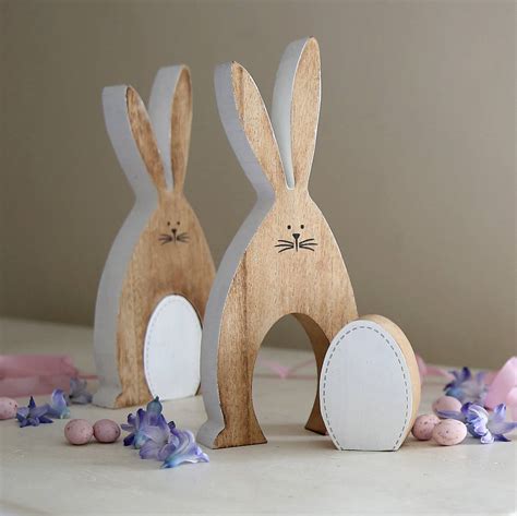 Wooden Bunny Decoration By Clem And Co