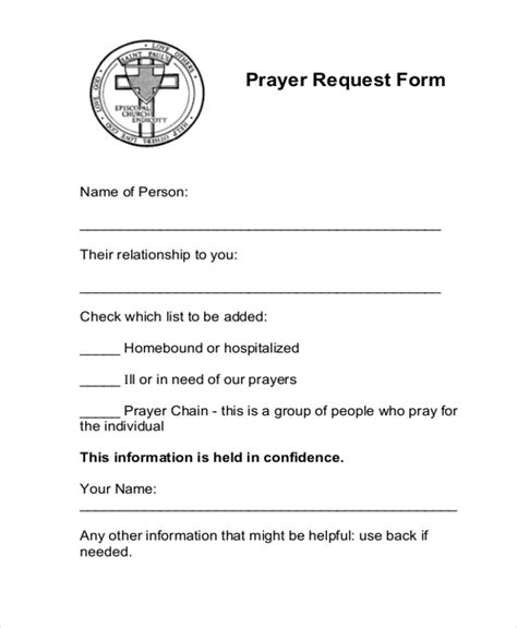 Free Sample Prayer Request Forms In Pdf Word Gambaran
