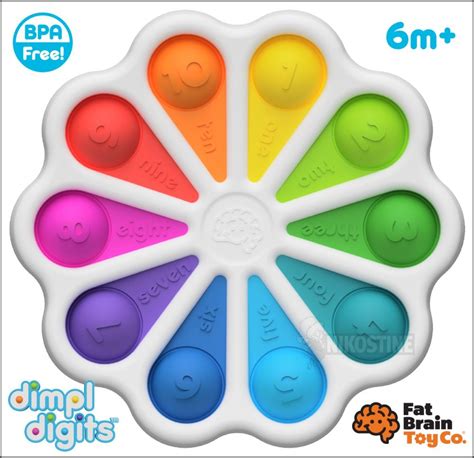 The dimple digits features 10 different color sections with bubbles along with a number and a title on each section. Køb Fat Brain Dimple Digits - Fra 2 år online - Indelegetøj