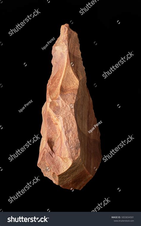 Paleolithic Bifacial Pebbles Quartzite Stones Carved Stock Photo
