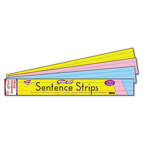 Wipe Off Sentence Strips 24 X 3 Blue Pink Yellow 30packopen Market Fssi Bpa Document