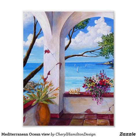 Mediterranean Ocean View Poster Zazzle Mediterranean Art