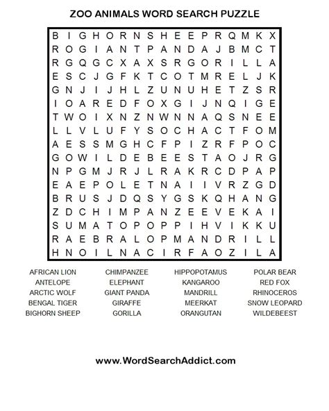 20 Fun Animal Word Searches Kitty Baby Love
